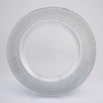 12" Saturn Silver Sparkly Charger Plate