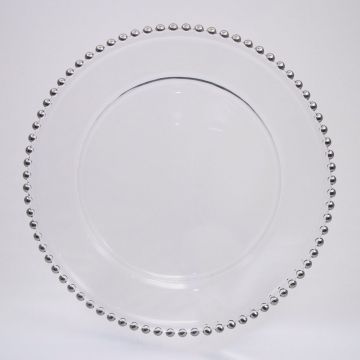 13" Platinum Beaded Glass Charger