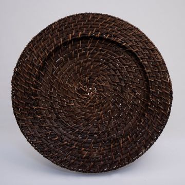 13" Round Brown Rattan Charger