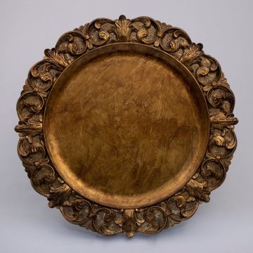 14" Isabella Gold Wood Charger Plate