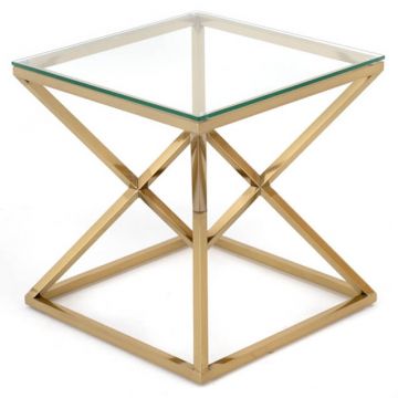 Maze End Table, Gold