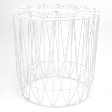 Wire End Table, White