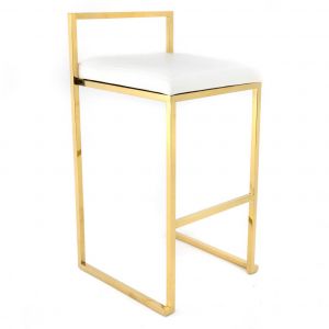 Theo Stool, Gold Frame, White Cushion