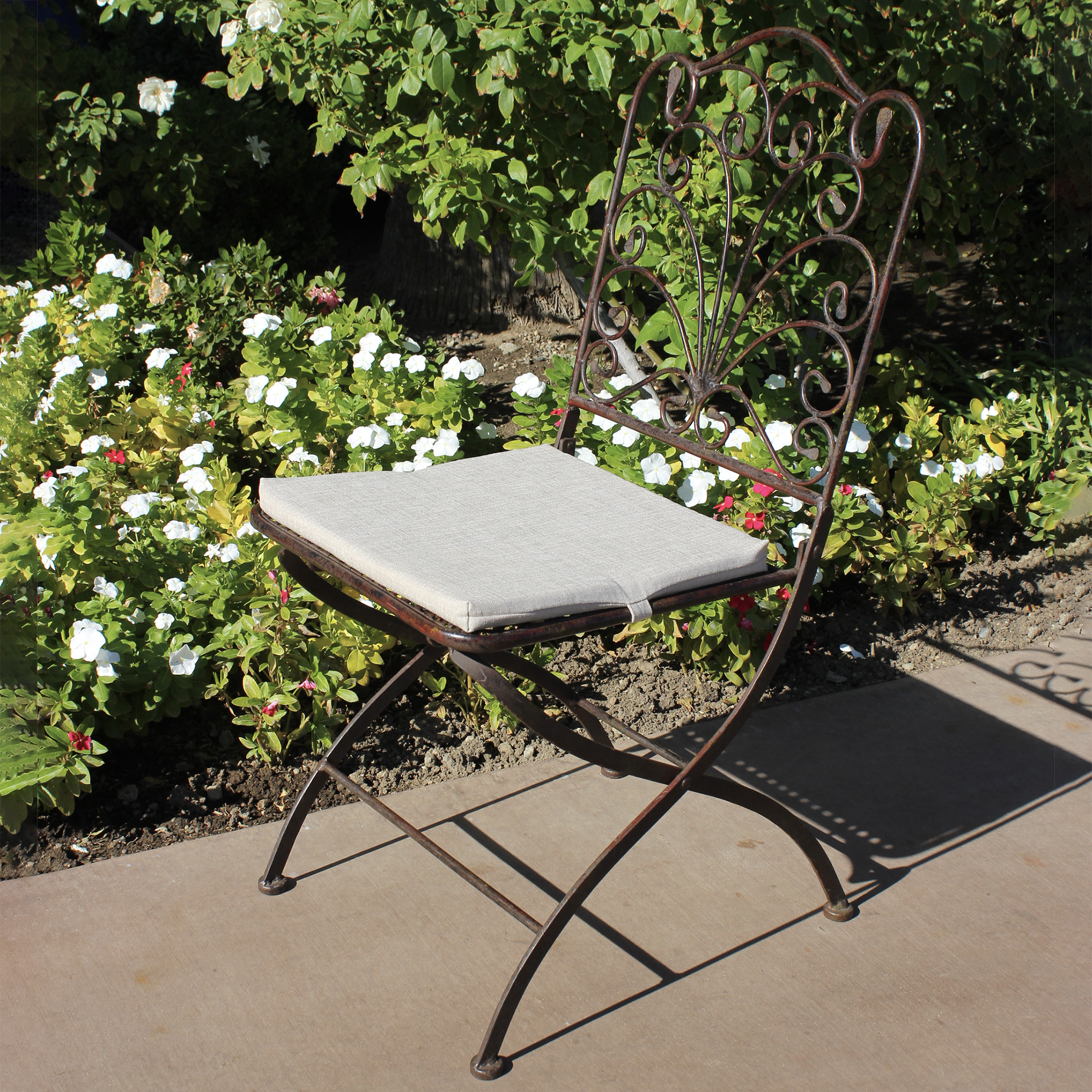 Folding Wrought Iron Chair Cushion [7DP-F-CH-WI] - $89.00 : ,  Crafters of Classic Teak Garden Furniture