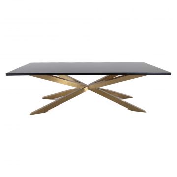 Lazio Dining Table, Gold Frame, Black Top