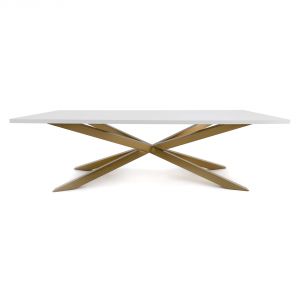 Lazio Dining Table, Gold Frame, White Top