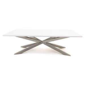 Lazio Dining Table, Silver Frame, White Top