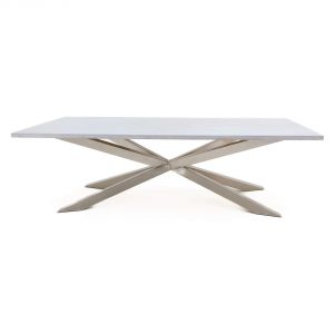 Lazio Dining Table, Silver Frame, Grey Top