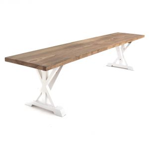 Hampton Bench, Natural Oak, White Legs