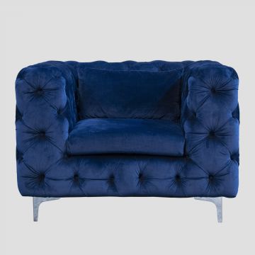 Blue Velvet Tufted Chair