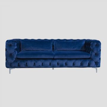 Blue Velvet Tufted Sofa