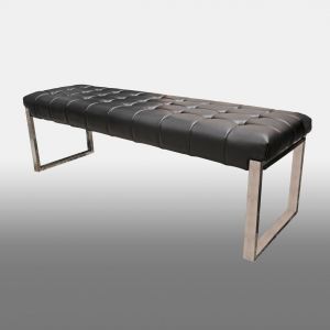 Black Leather Tufted Bench