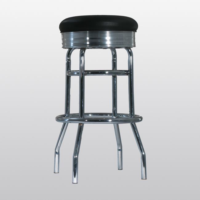 Chrome Stool with Black Seat | Town & Country Event Rentals