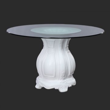 Cielo Blanco Pedestal Table with Glass