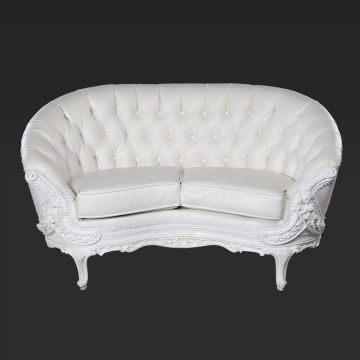 Cielo Blanco White Victorian Style Loveseat