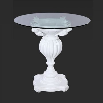 Cielo Blanco Small Round Pedestal Table