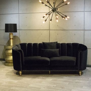 Gotham Black Curved Arm Sofa