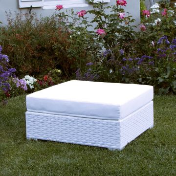 Mirage White Square Ottoman