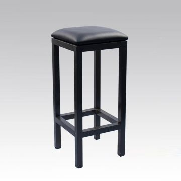 Raw Steel Stool with Black Seat