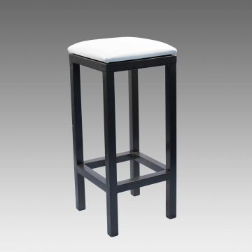 Raw Steel Stool with White Seat