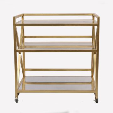 Tangier Gold Three Shelf Bar Cart