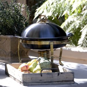 Black Onyx & Gold Round 6 Quart Chafer