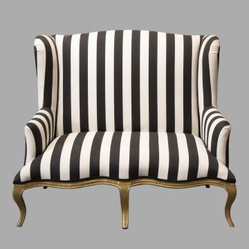 Chaplin Black & White Wing Back Love Seat