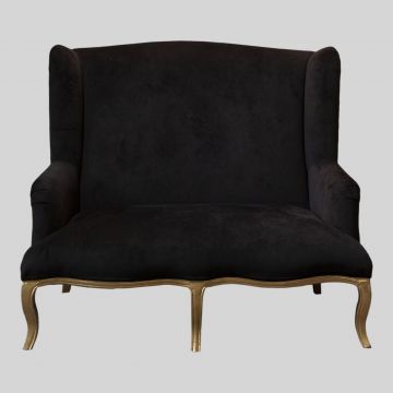 Chaplin Black Wing Back Love Seat