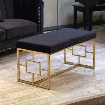 Gotham Black Bench with Gold Legs