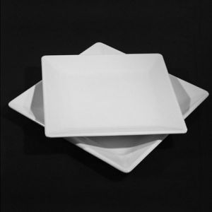 New Stone Square White Rim Platters